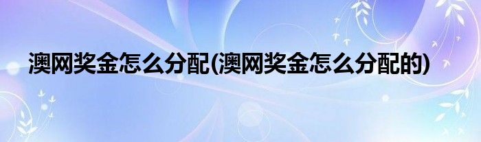 澳網(wǎng)獎(jiǎng)金怎么分配(澳網(wǎng)獎(jiǎng)金怎么分配的)