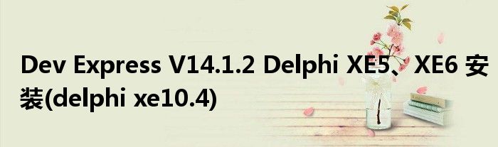 Dev Express V14.1.2 Delphi XE5、XE6 安裝(delphi xe10.4)