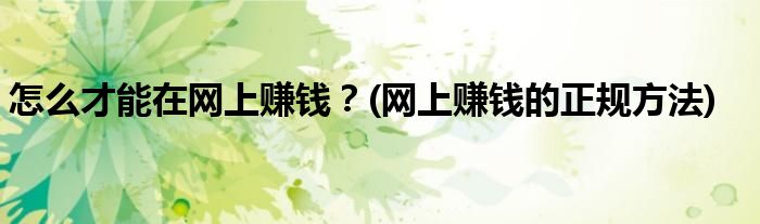 怎么才能在網(wǎng)上賺錢？(網(wǎng)上賺錢的正規(guī)方法)