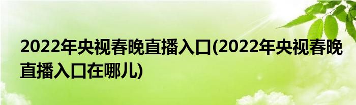 2022年央視春晚直播入口(2022年央視春晚直播入口在哪兒)