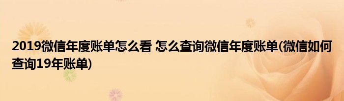 2019微信年度賬單怎么看 怎么查詢微信年度賬單(微信如何查詢19年賬單)