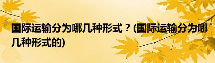 國(guó)際運(yùn)輸分為哪幾種形式？(國(guó)際運(yùn)輸分為哪幾種形式的)