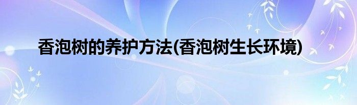 香泡樹的養(yǎng)護方法(香泡樹生長環(huán)境)