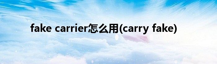 fake carrier怎么用(carry fake)