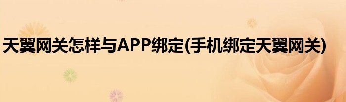 天翼網(wǎng)關(guān)怎樣與APP綁定(手機綁定天翼網(wǎng)關(guān))