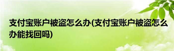 支付寶賬戶被盜怎么辦(支付寶賬戶被盜怎么辦能找回嗎)