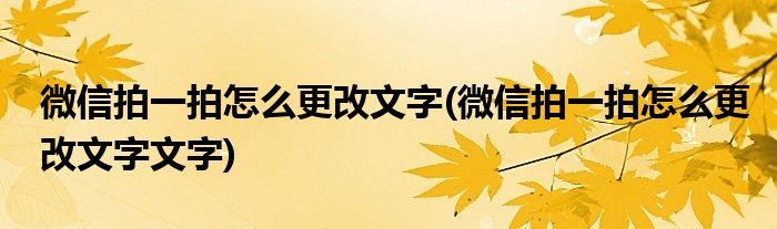 微信拍一拍怎么更改文字(微信拍一拍怎么更改文字文字)