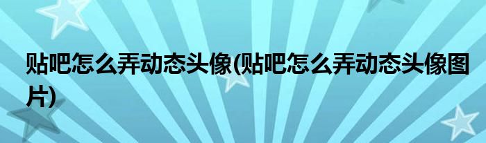 貼吧怎么弄動態(tài)頭像(貼吧怎么弄動態(tài)頭像圖片)