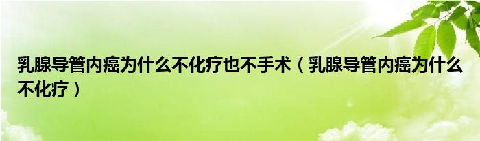 乳腺導(dǎo)管內(nèi)癌為什么不化療也不手術(shù)（乳腺導(dǎo)管內(nèi)癌為什么不化療）