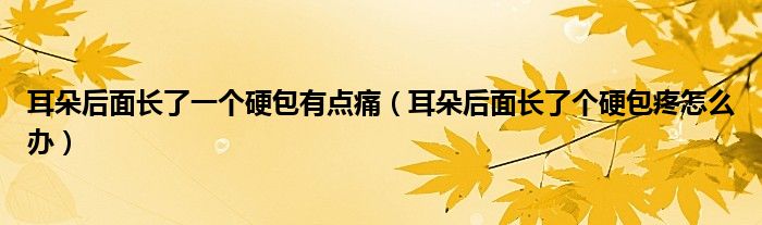 耳朵后面長了一個硬包有點痛（耳朵后面長了個硬包疼怎么辦）