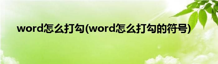 word怎么打勾(word怎么打勾的符號)