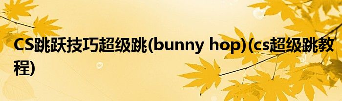 CS跳躍技巧超級(jí)跳(bunny hop)(cs超級(jí)跳教程)