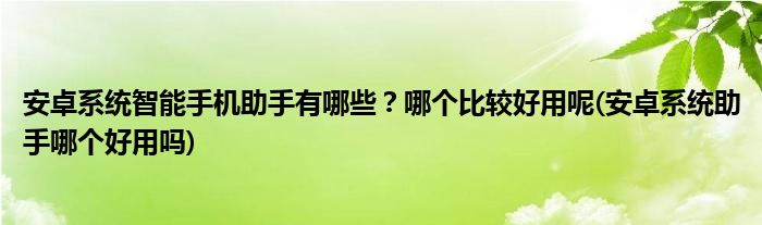 安卓系統(tǒng)智能手機助手有哪些？哪個比較好用呢(安卓系統(tǒng)助手哪個好用嗎)