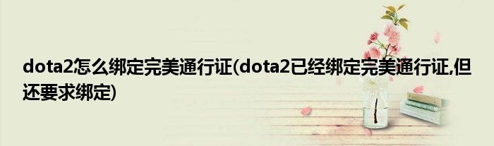 dota2怎么綁定完美通行證(dota2已經(jīng)綁定完美通行證,但還要求綁定)