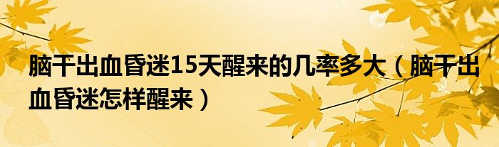 腦干出血昏迷15天醒來的幾率多大（腦干出血昏迷怎樣醒來）