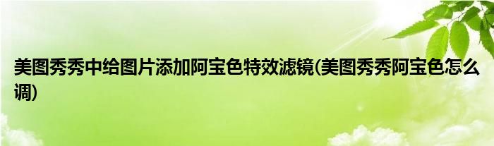 美圖秀秀中給圖片添加阿寶色特效濾鏡(美圖秀秀阿寶色怎么調(diào))