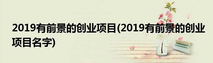 2019有前景的創(chuàng)業(yè)項目(2019有前景的創(chuàng)業(yè)項目名字)