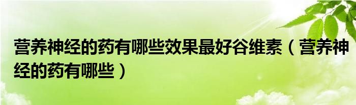 營養(yǎng)神經(jīng)的藥有哪些效果最好谷維素（營養(yǎng)神經(jīng)的藥有哪些）