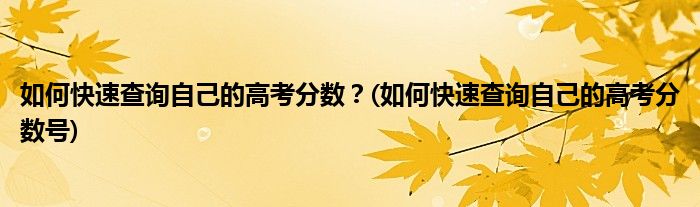 如何快速查詢自己的高考分數？(如何快速查詢自己的高考分數號)