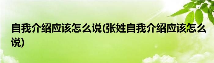 自我介紹應該怎么說(張姓自我介紹應該怎么說)