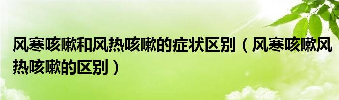 風寒咳嗽和風熱咳嗽的癥狀區(qū)別（風寒咳嗽風熱咳嗽的區(qū)別）