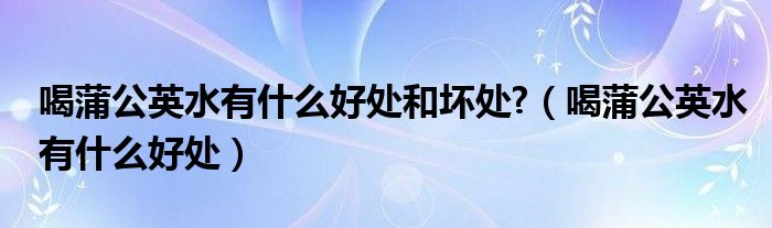 喝蒲公英水有什么好處和壞處?（喝蒲公英水有什么好處）