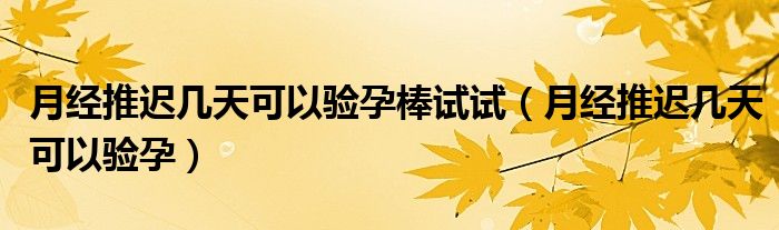 月經(jīng)推遲幾天可以驗孕棒試試（月經(jīng)推遲幾天可以驗孕）