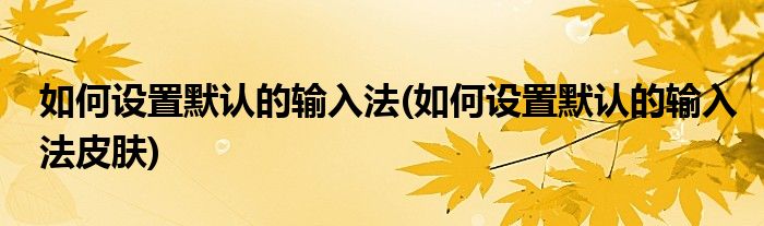 如何設(shè)置默認(rèn)的輸入法(如何設(shè)置默認(rèn)的輸入法皮膚)