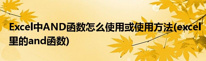 Excel中AND函數(shù)怎么使用或使用方法(excel里的and函數(shù))