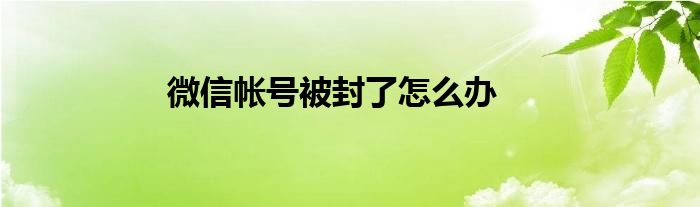 微信帳號被封了怎么辦