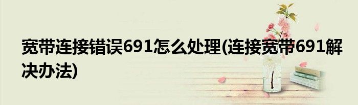 寬帶連接錯(cuò)誤691怎么處理(連接寬帶691解決辦法)