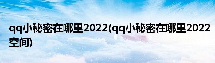 qq小秘密在哪里2022(qq小秘密在哪里2022空間)