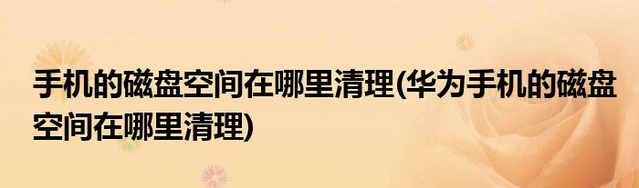 手機的磁盤空間在哪里清理(華為手機的磁盤空間在哪里清理)