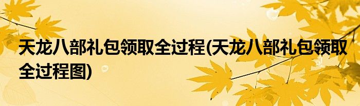 天龍八部禮包領(lǐng)取全過程(天龍八部禮包領(lǐng)取全過程圖)