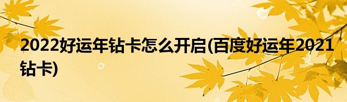 2022好運(yùn)年鉆卡怎么開啟(百度好運(yùn)年2021鉆卡)