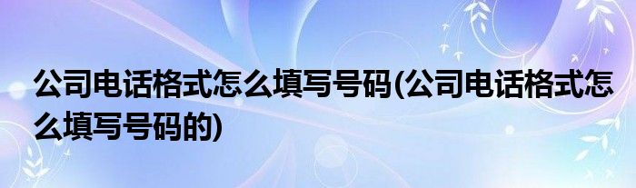 公司電話格式怎么填寫號碼(公司電話格式怎么填寫號碼的)