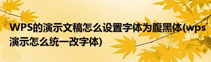 WPS的演示文稿怎么設(shè)置字體為腹黑體(wps演示怎么統(tǒng)一改字體)