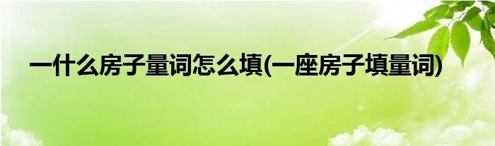 一什么房子量詞怎么填(一座房子填量詞)