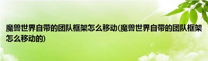 魔獸世界自帶的團(tuán)隊(duì)框架怎么移動(dòng)(魔獸世界自帶的團(tuán)隊(duì)框架怎么移動(dòng)的)