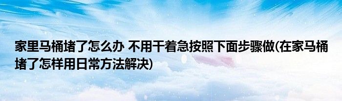 家里馬桶堵了怎么辦 不用干著急按照下面步驟做(在家馬桶堵了怎樣用日常方法解決)