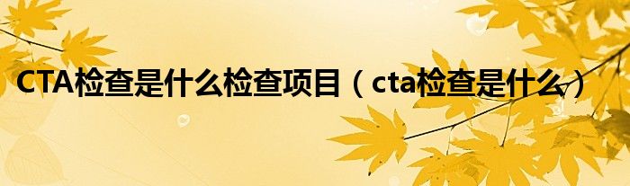 CTA檢查是什么檢查項目（cta檢查是什么）