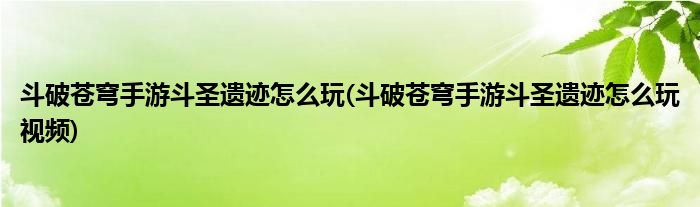 斗破蒼穹手游斗圣遺跡怎么玩(斗破蒼穹手游斗圣遺跡怎么玩視頻)