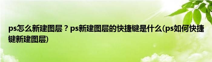 ps怎么新建圖層？ps新建圖層的快捷鍵是什么(ps如何快捷鍵新建圖層)