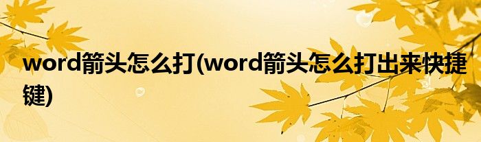 word箭頭怎么打(word箭頭怎么打出來(lái)快捷鍵)