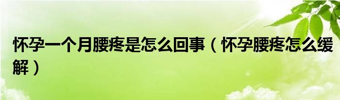 懷孕一個(gè)月腰疼是怎么回事（懷孕腰疼怎么緩解）