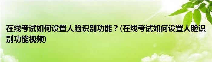 在線考試如何設(shè)置人臉識別功能？(在線考試如何設(shè)置人臉識別功能視頻)