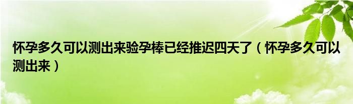 懷孕多久可以測(cè)出來(lái)驗(yàn)孕棒已經(jīng)推遲四天了（懷孕多久可以測(cè)出來(lái)）