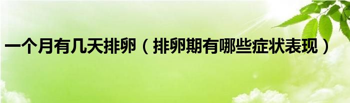 一個(gè)月有幾天排卵（排卵期有哪些癥狀表現(xiàn)）