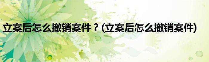 立案后怎么撤銷(xiāo)案件？(立案后怎么撤銷(xiāo)案件)