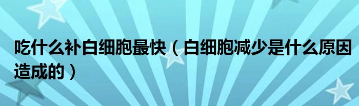 吃什么補(bǔ)白細(xì)胞最快（白細(xì)胞減少是什么原因造成的）